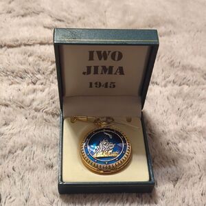 Iwo Jima 1945 Commemorative Pocket Watch raising the U.S. flag on Mount Suribach